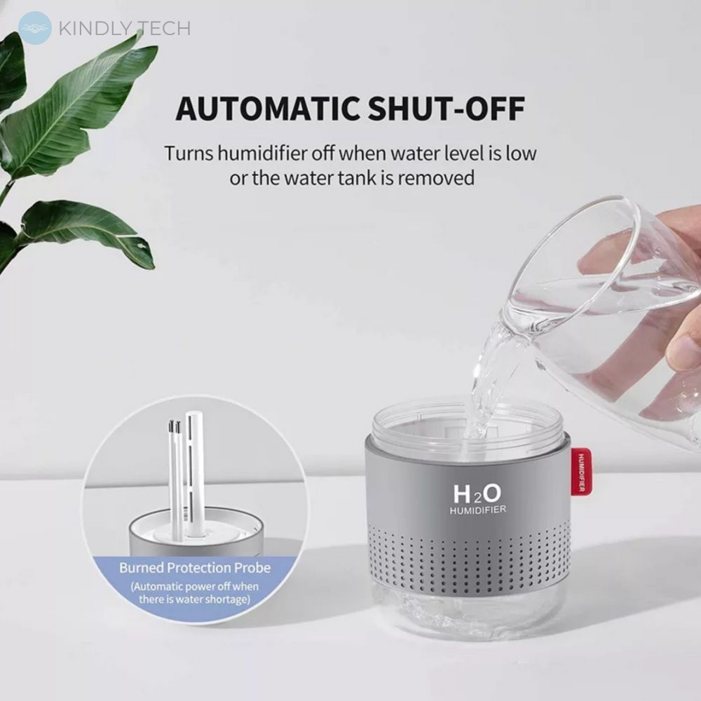 Портативний зволожувач повітря великий H2O Humidifier, Сірий