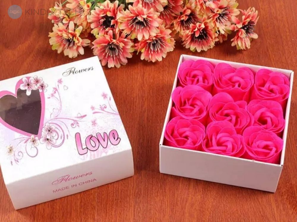 Подарунковий набір мила з дев'яти троянд Flower gift box, Pink