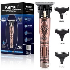 Тример для бороди, для волосся електричний акумуляторний професійний Kemei KM-9370