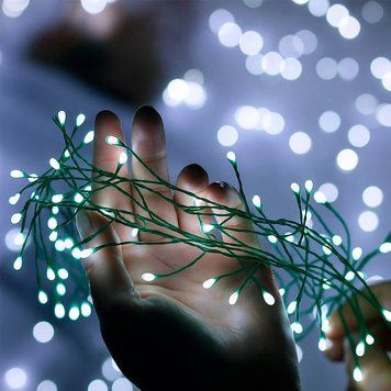 Гірлянда &laquo;Мішура&raquo;, 1500 LED, 50 м, зелений провід, холодне біле світіння, 220 В, пульт