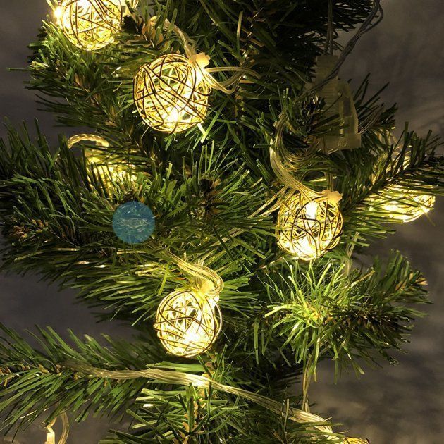 Гірлянда-нитка (String-Lights) Metal Ball 10WW-1 внутрішня, провід прозорий 2м, Білий-теплий