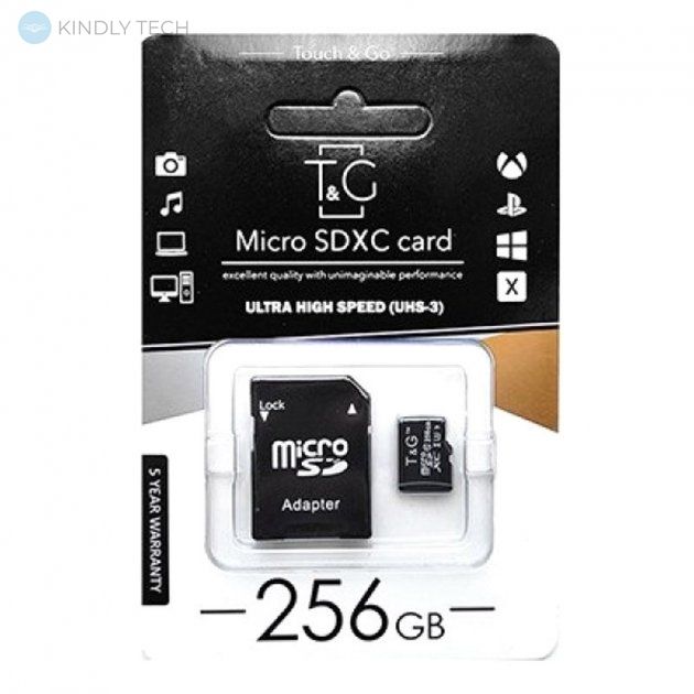 Карта пам'яті T & G 128 GB microSDHC Class 10 UHS-I (U3) + SD-adapter, Черный