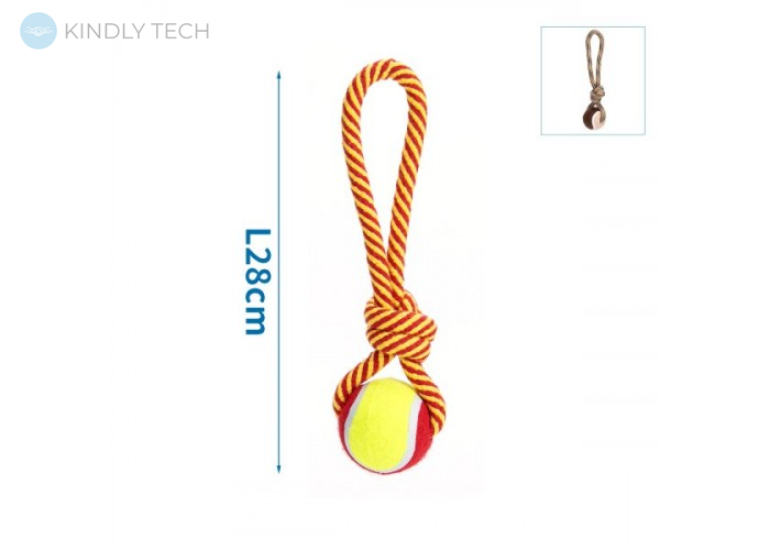 Игрушка для собак Канат-веревка с мячиком для щенков 28 см.