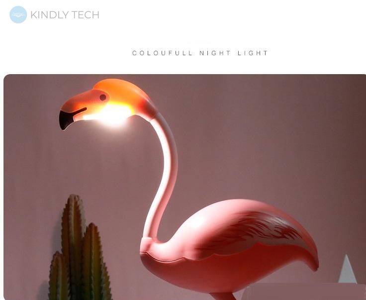 Led світильник - нічник Lucia "Фламінго" рожевий акумуляторний, 3.2W