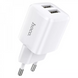 Мережевий зарядний пристрій 2.4A 2U | USB C Cable (1m) - Hoco N8 - White