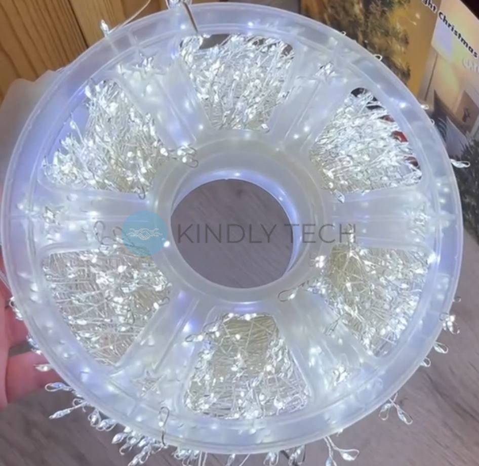 Гірлянда &laquo;Мішура&raquo;, 1500 LED, 50 м, біле світіння, зелений дріт