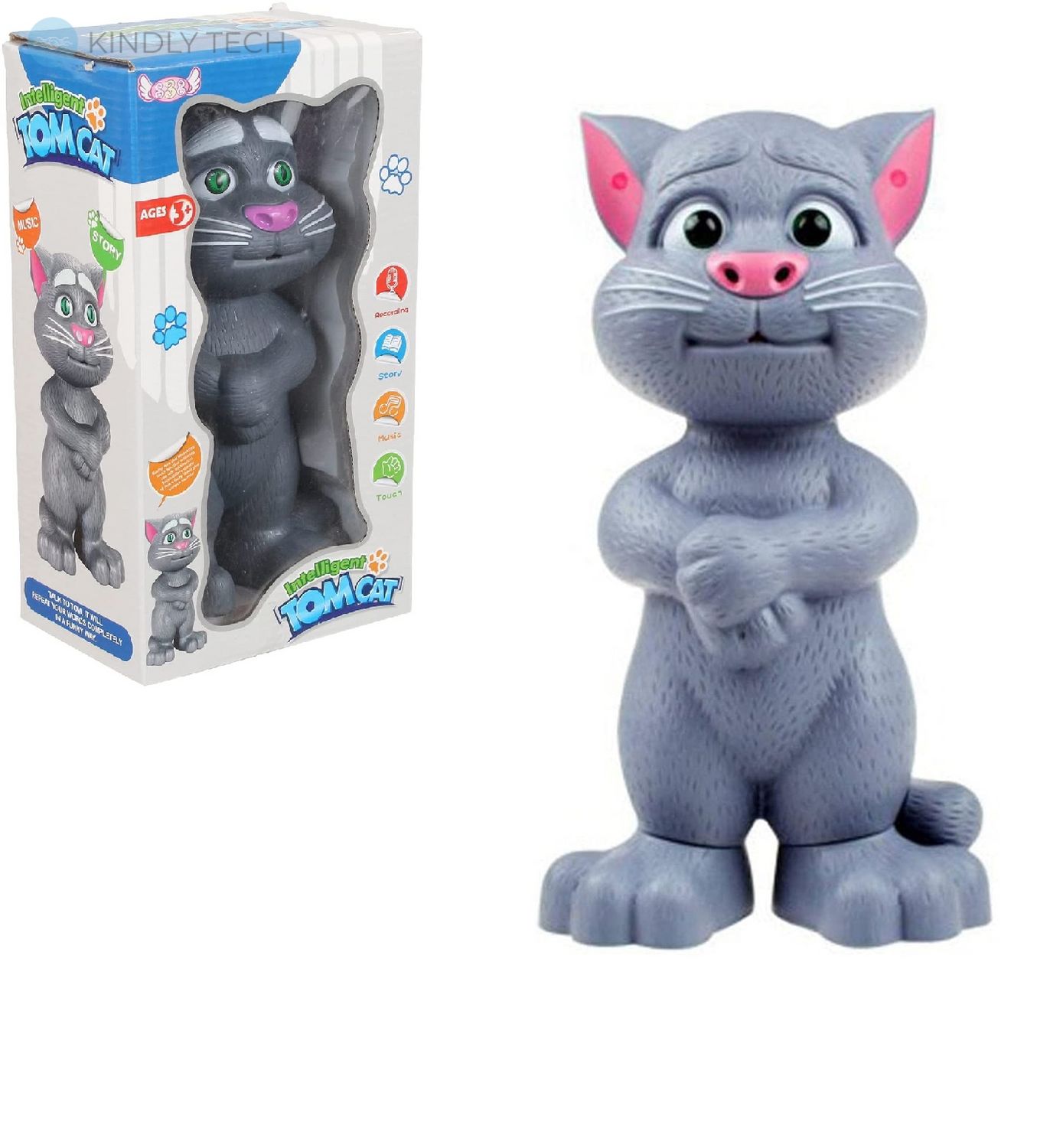 Говорящий кот Talking Tom Cat - повторюшка( разные голоса) 20 см, grey -  Kindly Tech: Сделай Жизнь Проще