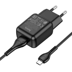 Сетевое зарядное устройство + кабель Micro СЗУ адаптер Hoco C96A 2.1A, Черный