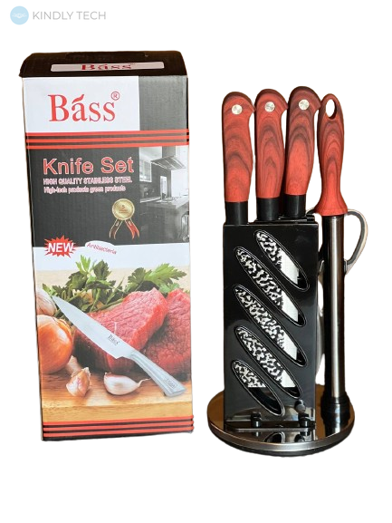 Набір Ножів Kitchen knife B12418, Коричнева рукоятка