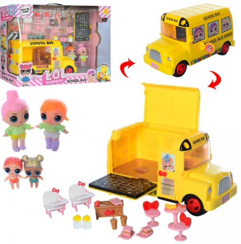 Набор с куклами LOL "Школьный автобус" (4 куклы, аксессуары)