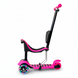 Дитячий самокат 3 в 1 Scooter Horned 0332-4S, з сидінням та батьківською ручкою, Рожевий