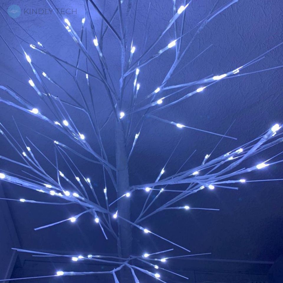 Світлодіодне дерево декоративне 144LED 1,5 м колір ламп -синій, стовбур білий