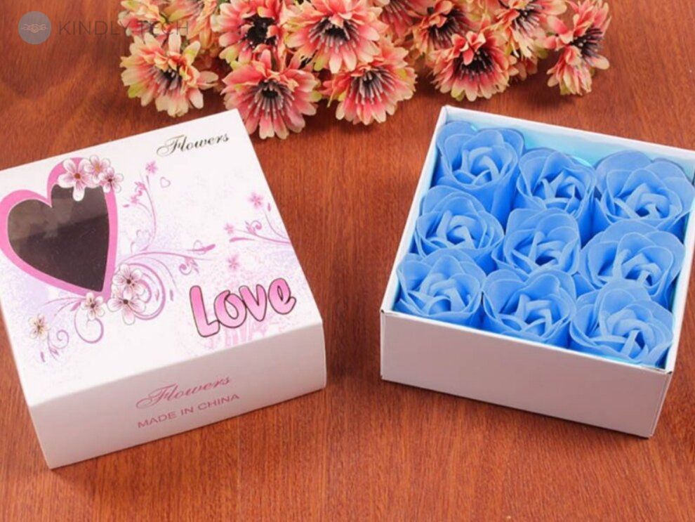 Подарунковий набір мила з дев'яти троянд Flower gift box, Blue