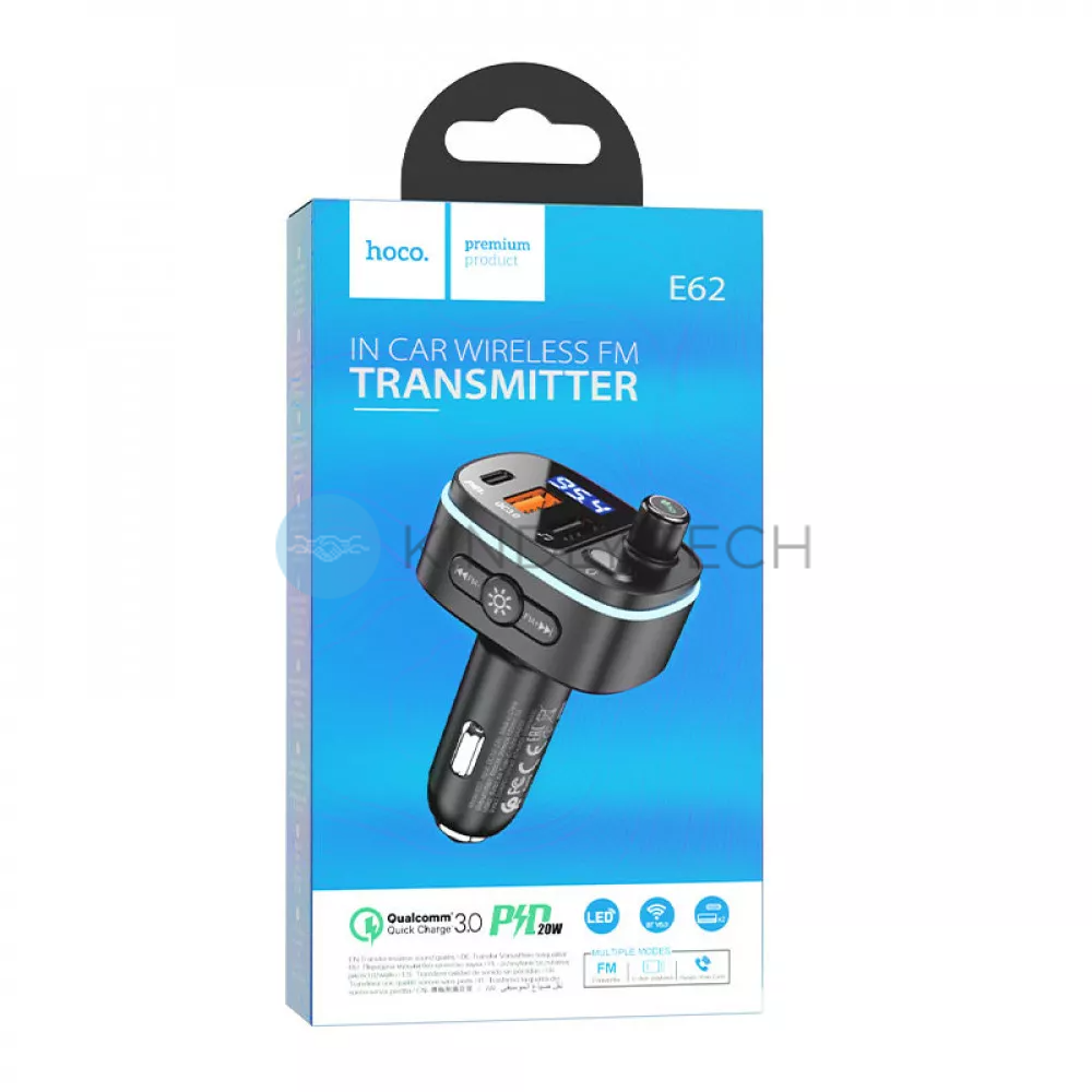 Автомобільний Fm Modulator MP3 &mdash; 3.1A | PD | QC3.0 | 1U &mdash; Hoco E62 &mdash; Black