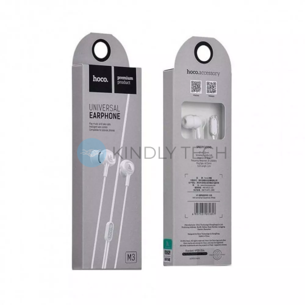 Проводные наушники вкладыши Hoco M3 &mdash; White