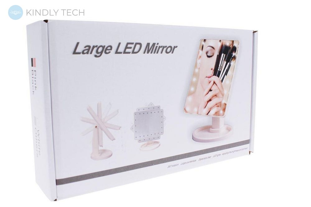 Дзеркало для макіяжу Magic Makeup Mirror з 22 LED-підсвіткою Рожеве