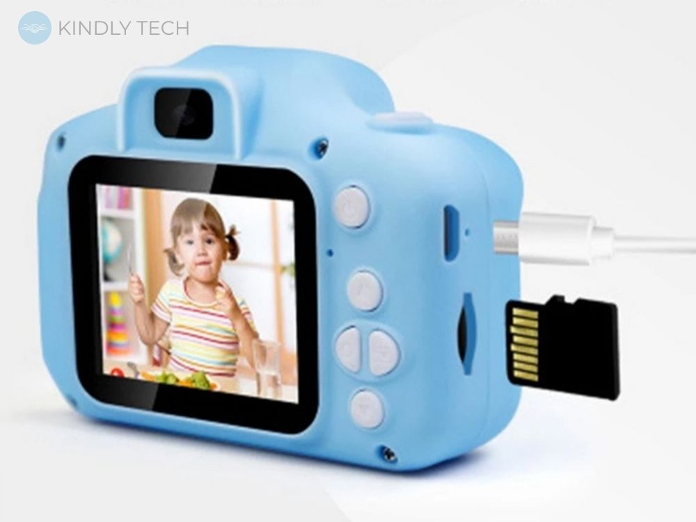 Дитячий цифровий фотоапарат Cat Ears з автофокусом, Blue