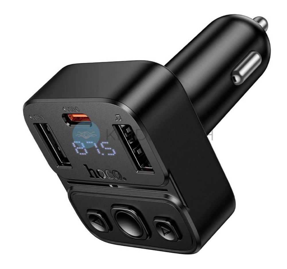 Автомобильный FM-модулятор HOCO E87 Delta с Bluetooth5.4, быстрой зарядкой PD20W и 15W, одним Type-C и двумя USB-портами для музыки и зарядки устройств в пути