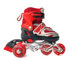 Роликовые коньки раздвижные SkateX Happy Joy Led Красный размер S