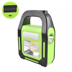 Аварийный аккумуляторный светодиодный LED фонарик USB повербанк с солнечной батареей, Зеленый