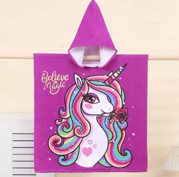 Дитяче пончо-рушник із капюшоном,з єдинорогом Belive in Magic 60&times;120 см