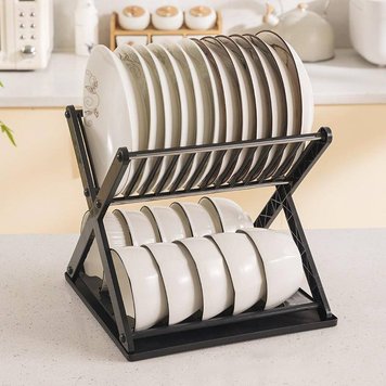 Подставка для сушки посуды Bowl and dish storage rack, Черная