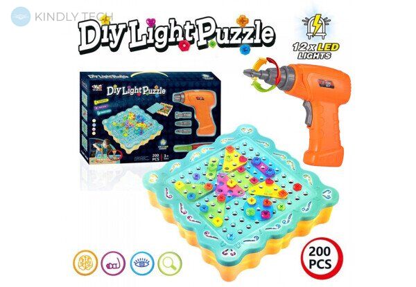 Мозаїка конструктор з шуруповертом Diy light puzzle 200 деталей