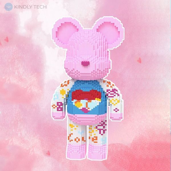 Конструктор Magic Blocks у вигляді ведмедика Bearbrick «Heart» Рожевий 50см 4300 деталей