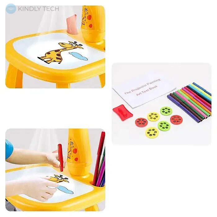 Детский стол проектор для рисования с подсветкой Жираф Projector Painting 24 Детали, Yellow