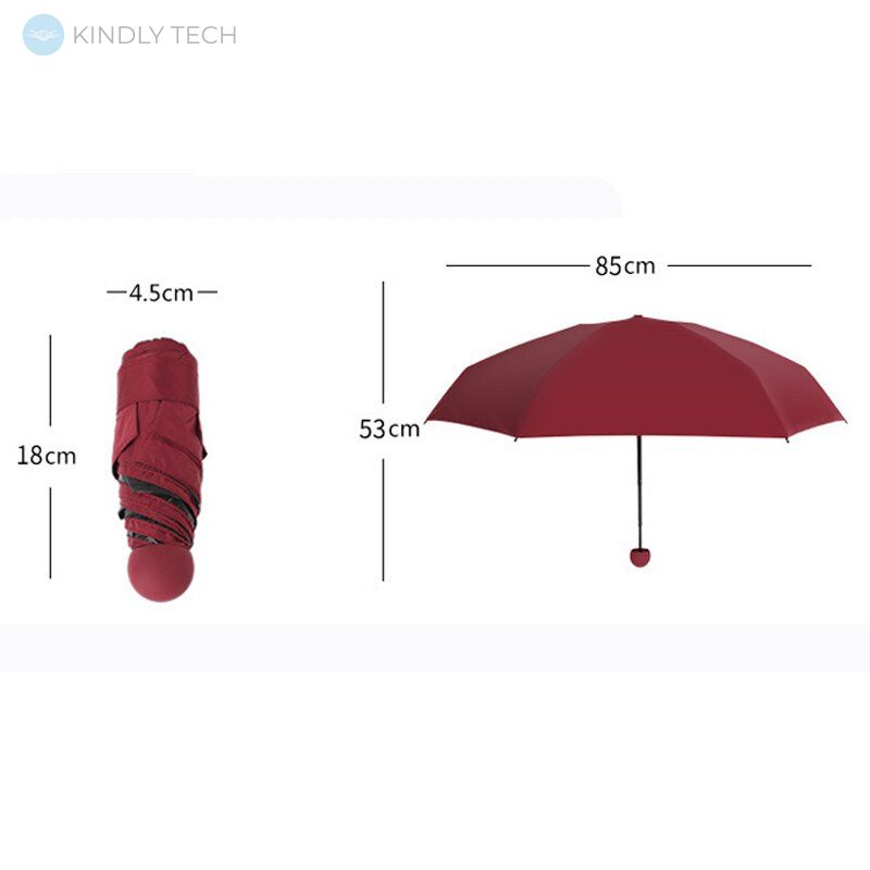 Компактный зонт-капсула Capsule Umbrella Бордовый