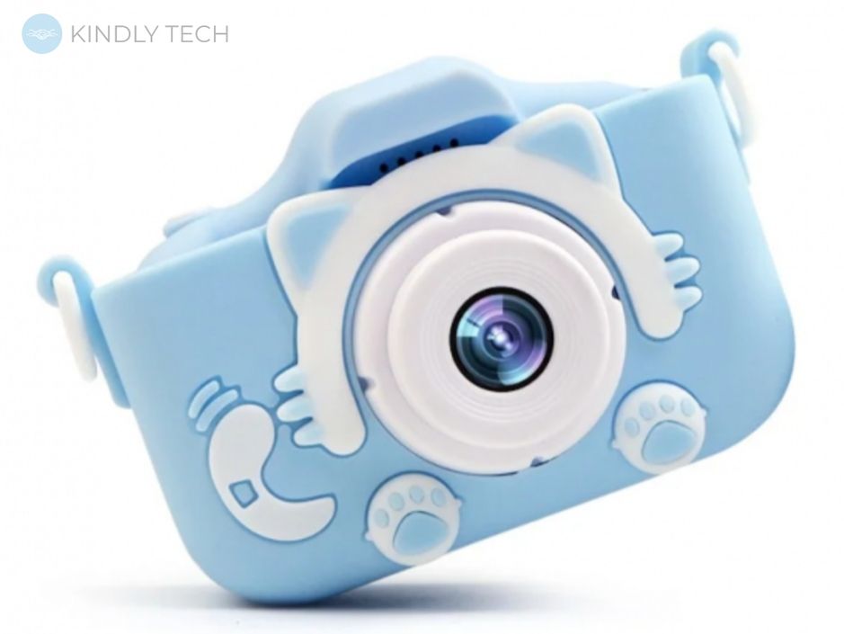 Детский цифровой фотоаппарат Cat Ears с автофокусом, Blue