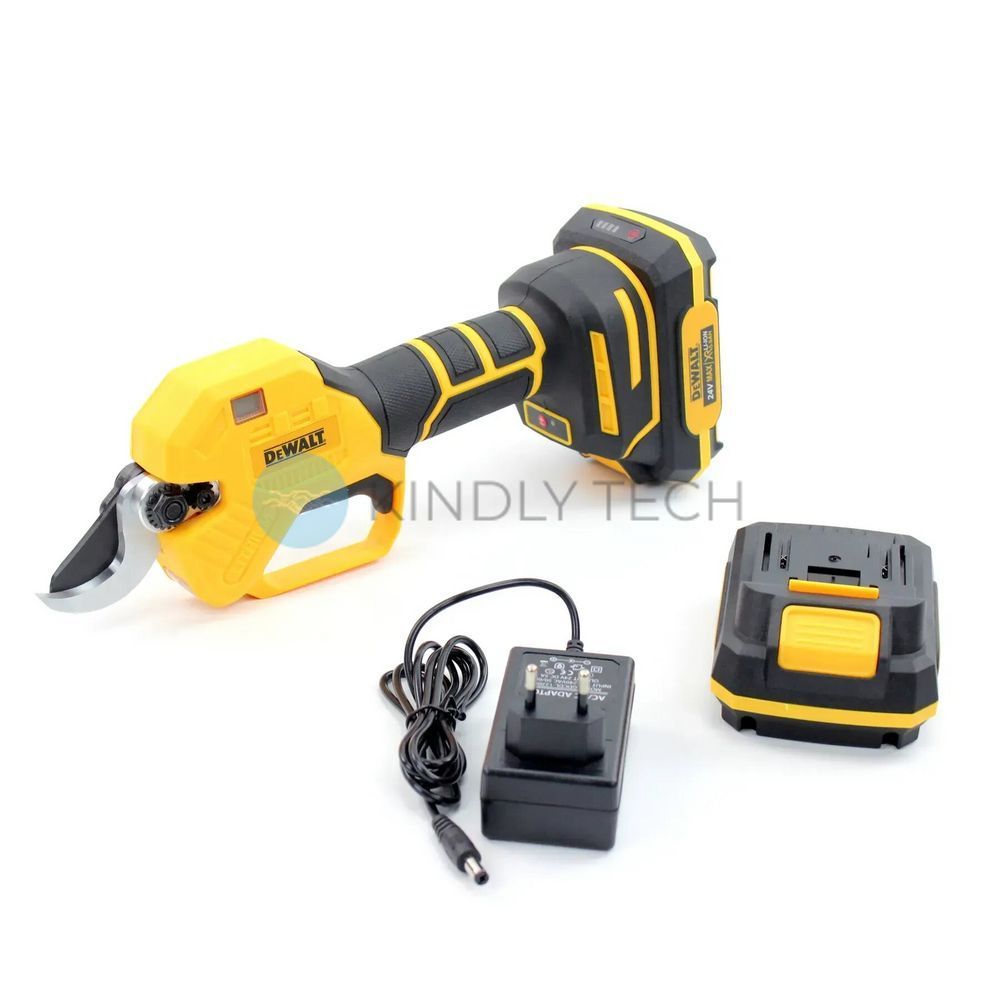 Акумуляторний садовий секатор DeWalt DCMPP560P1 (24V, 5AH) з індикатором заряду та різів, підсвічування