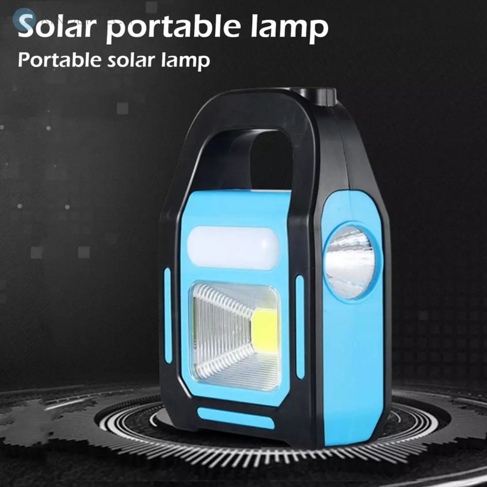 Аварийный аккумуляторный светодиодный LED фонарик USB повербанк с солнечной батареей, Синий