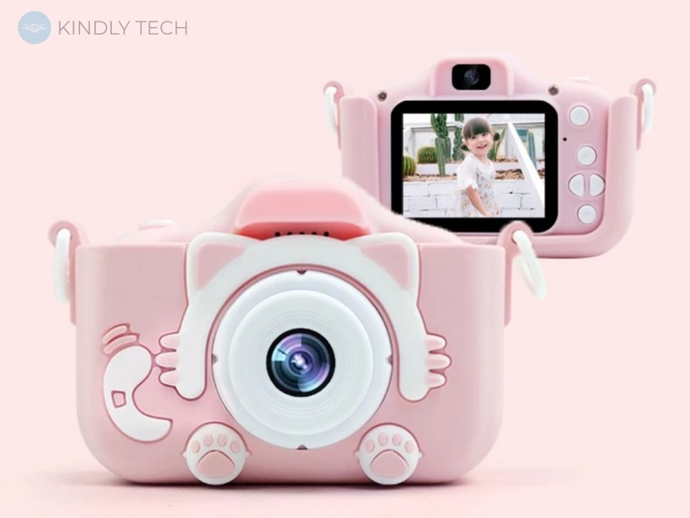 Дитячий цифровий фотоапарат Cat Ears з автофокусом, Pink