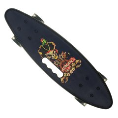 Скейт Пенни Борд (Penny Board) со светящимися колесами и ручкой, Black