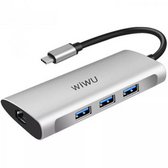 Юсб-Хаб HUB USB C 6 in 1 — WiWU Alpha A631STR