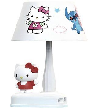 Детская настольная лампа с рисунками и фигуркой Hello Kitty белая