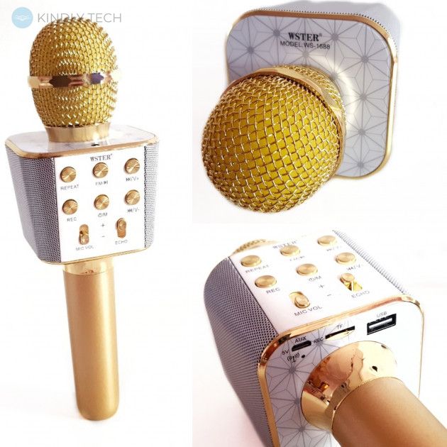 Безпровідний мікрофон-караоке WSTER WS-1688 Gold