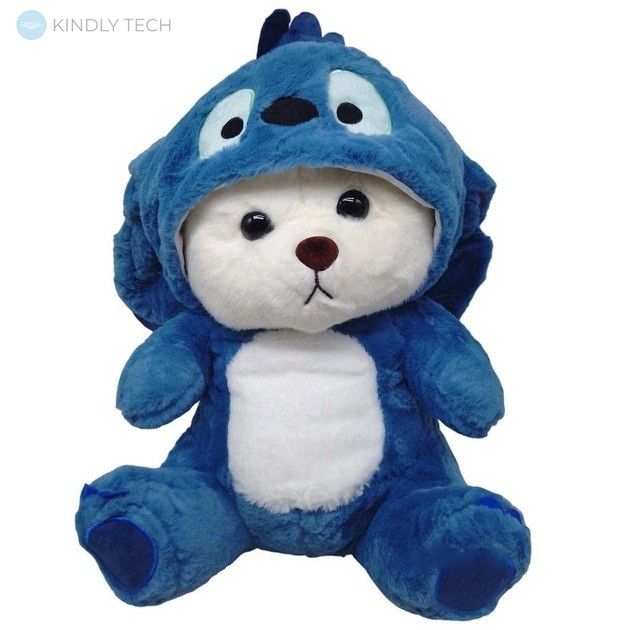 Детская мягкая игрушка Мишка с капюшоном Can Fa Toys плюшевый синий 45 см