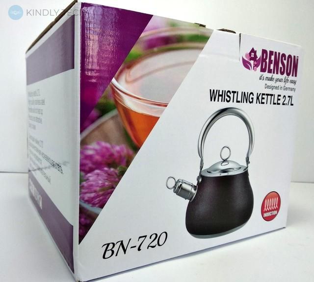 Чайник з нержавіючої сталі 2,7 л. зі свистком Benson BN-720