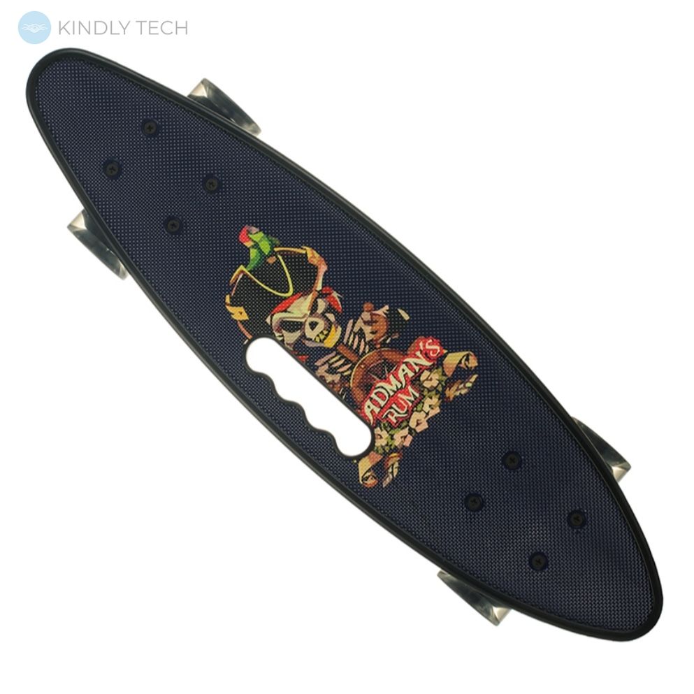 Скейт Пенни Борд (Penny Board) со светящимися колесами и ручкой, Black