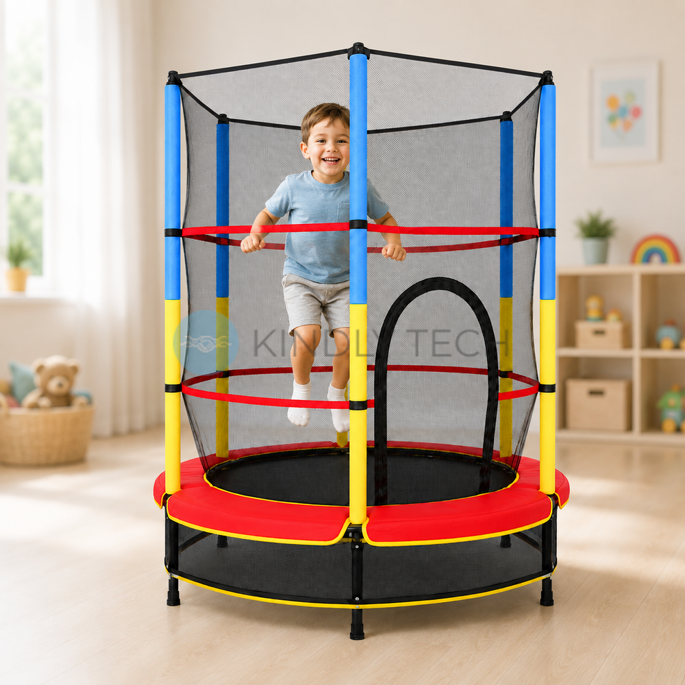 Дитячий батут JumpFit 140 см із захисною сіткою та навантаженням до 80 кг