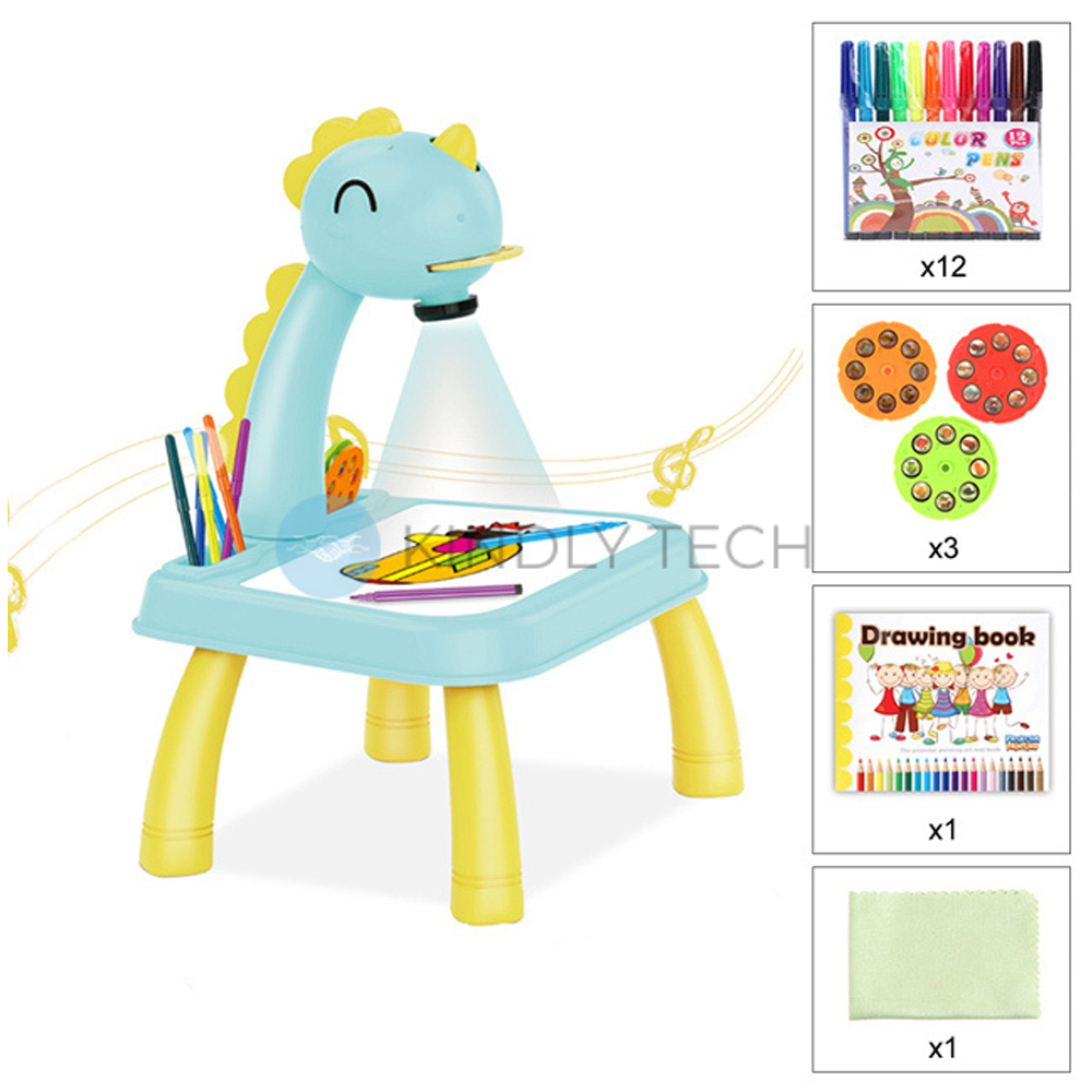Детский стол проектор для рисования с подсветкой Жираф Projector Painting 24 Детали, blue