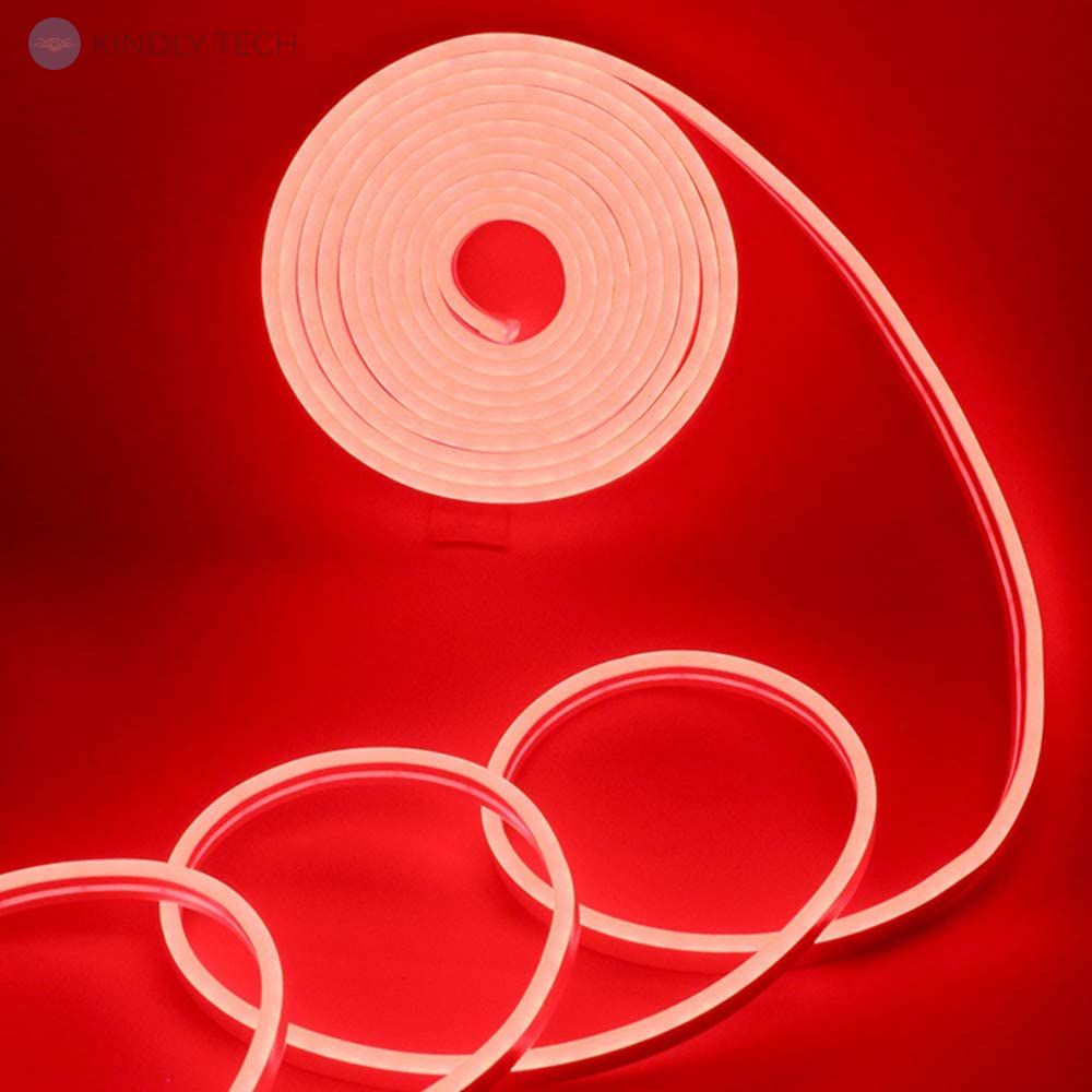 Світлодіодна стрічка силіконова LED NEON 12V-220V 5м, Red