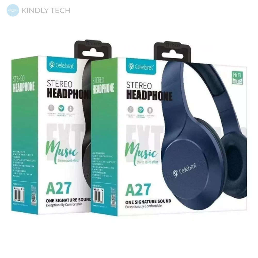 Накладні бездротові навушники Celebrat A27 — Black