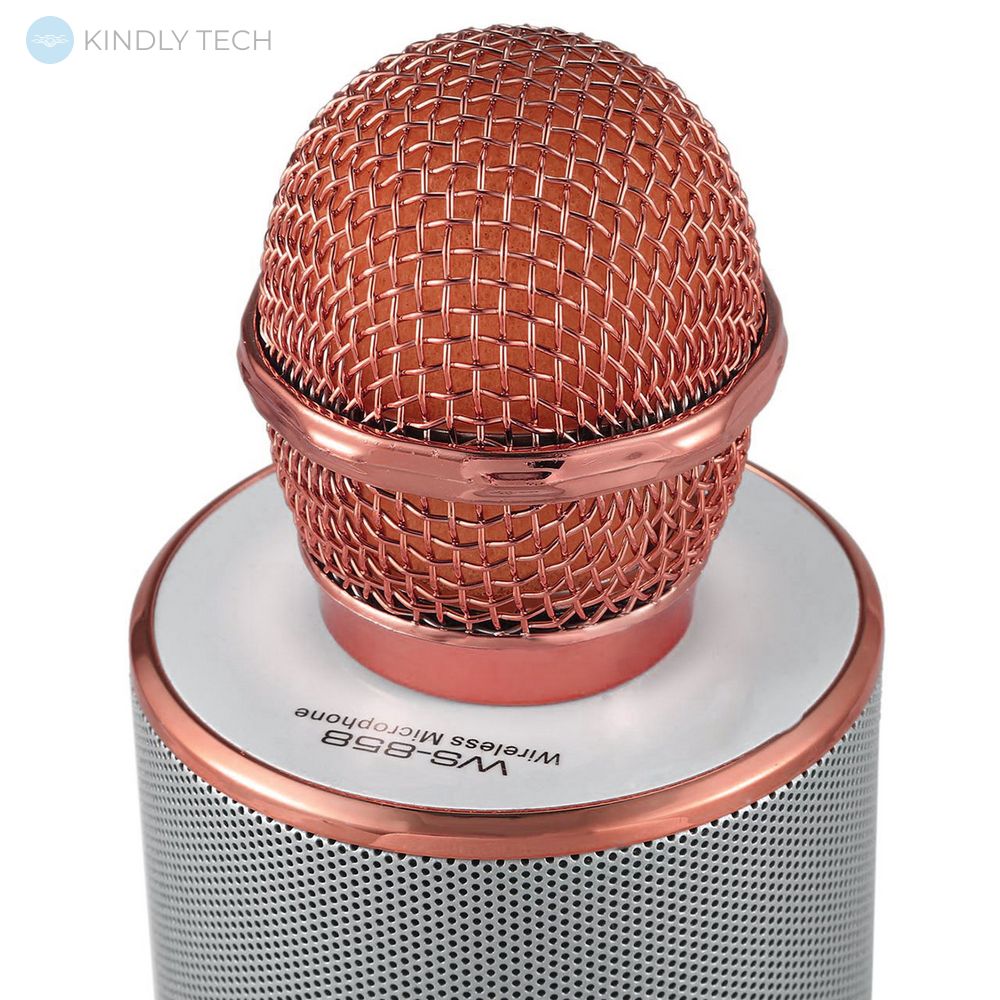 Беспроводной портативный вокальный караоке-микрофон Bluetooth WS-858 pink