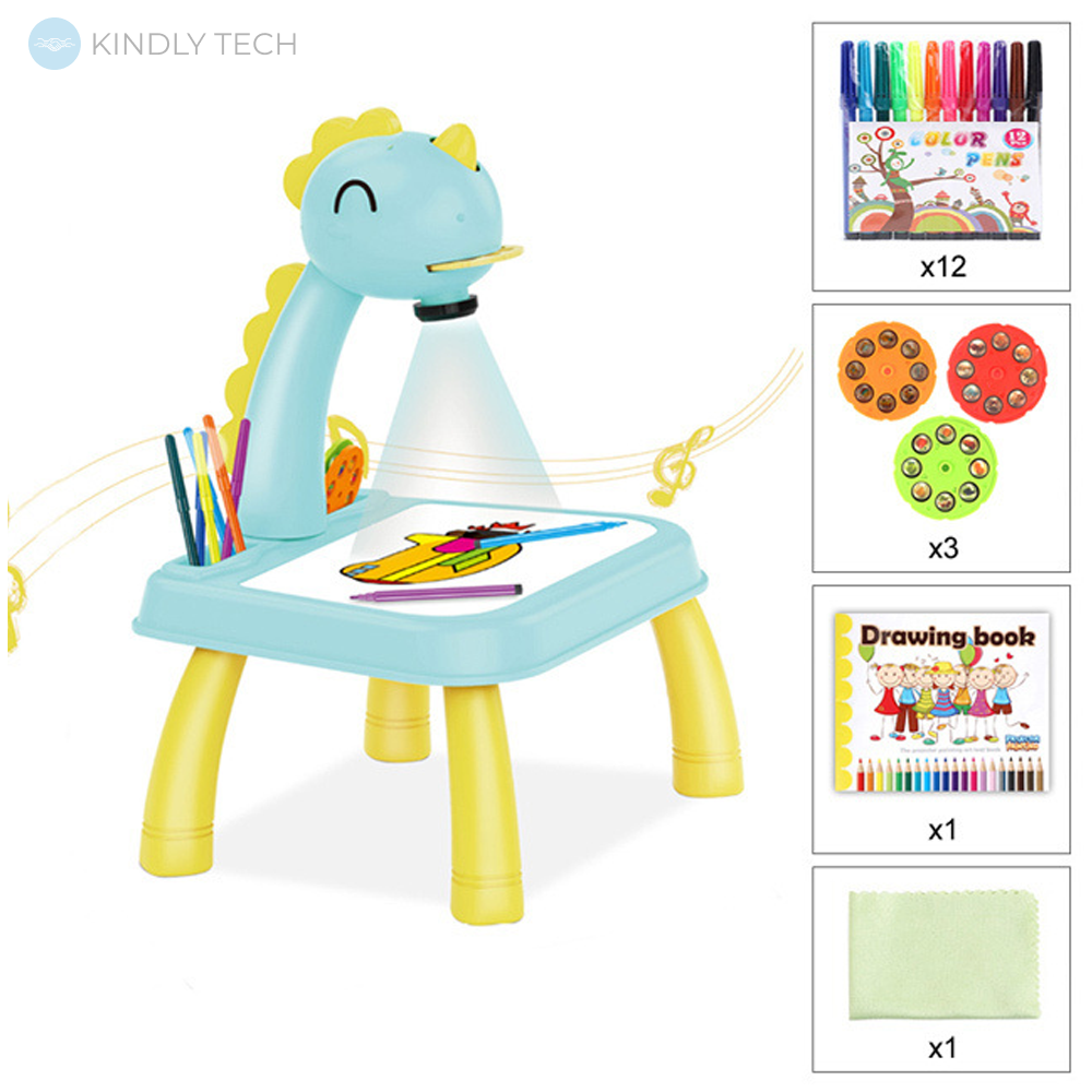 Детский стол проектор для рисования с подсветкой Жираф Projector Painting 24 Детали, blue
