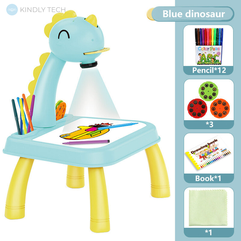 Детский стол проектор для рисования с подсветкой Жираф Projector Painting 24 Детали, blue