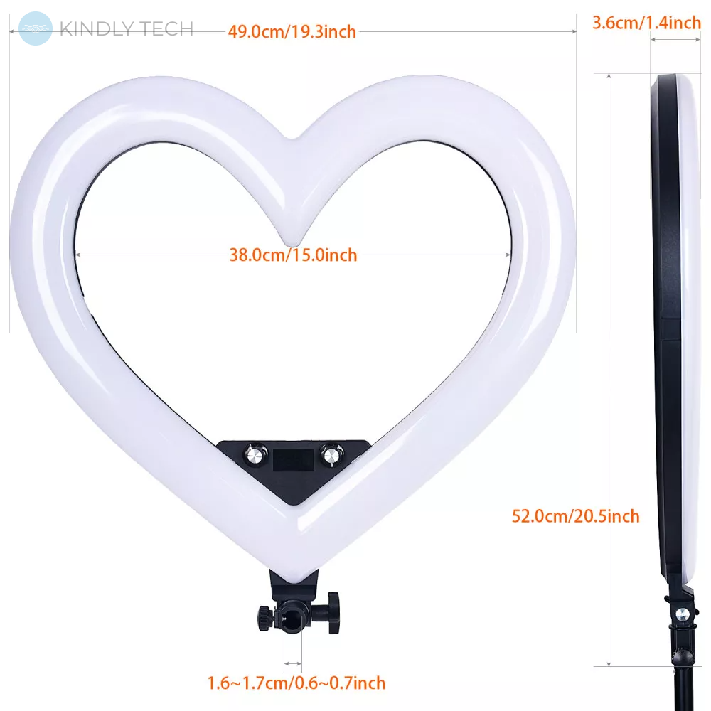 Кільцева лампа у формі серця RGB LED, 48 см, ZB-48