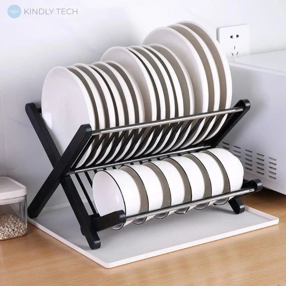 Подставка для сушки посуды Folding drain rack, Черная